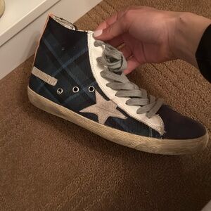 NAVY PLAID GOLDEN GOOSE